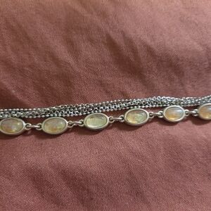 Lucky Brand Silver-Tone Opal-Effect Oval Link Bracelet - White/Gold Accents